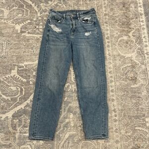American Eagle Womens Distressed Mom Straight Jeans High Rise 4